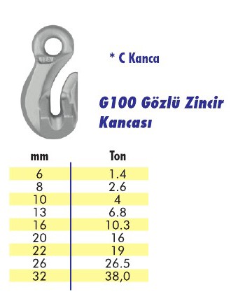 G100 Gözlü Zincir Kancası